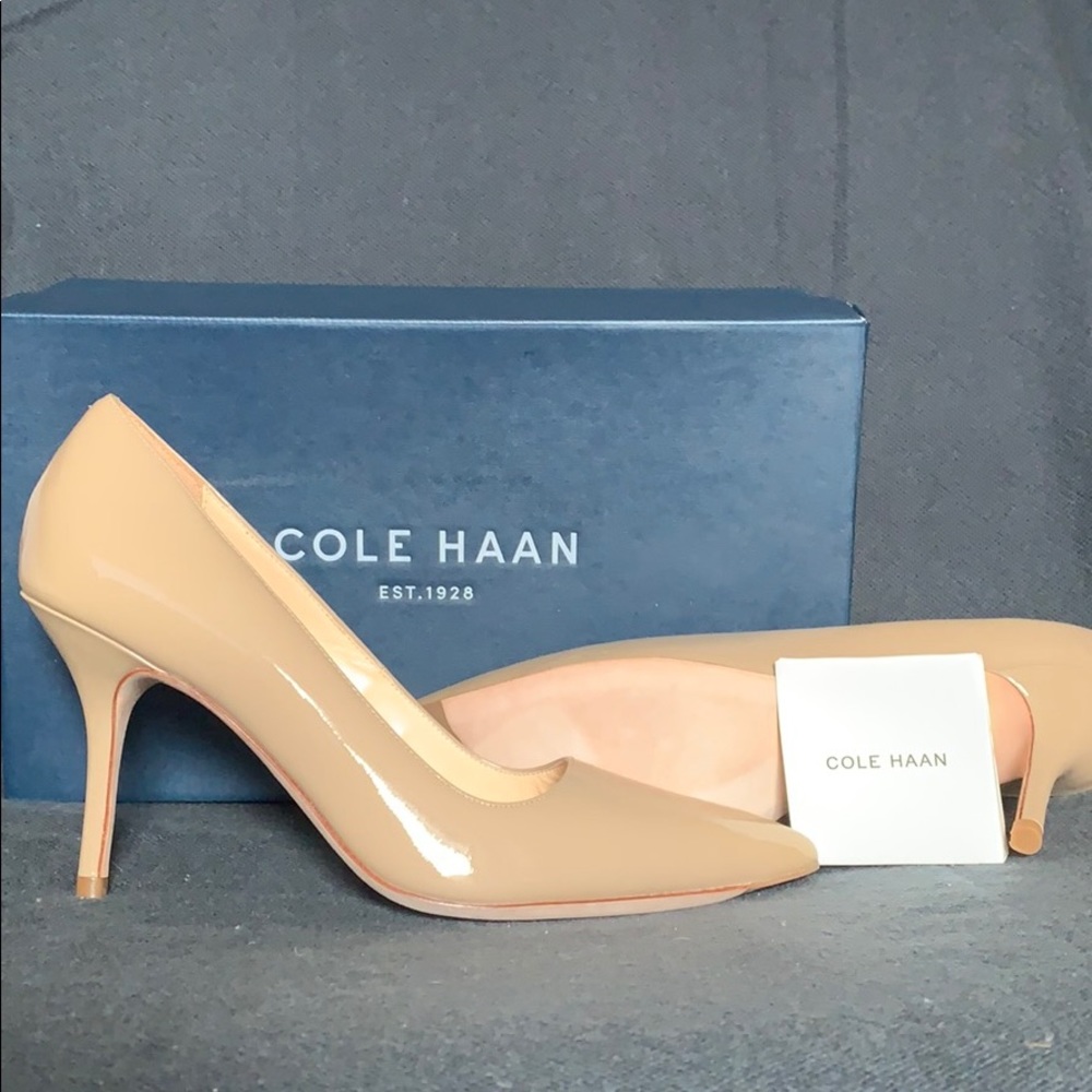 Cole Haan Tan Patent Leather Bradshaw Pump